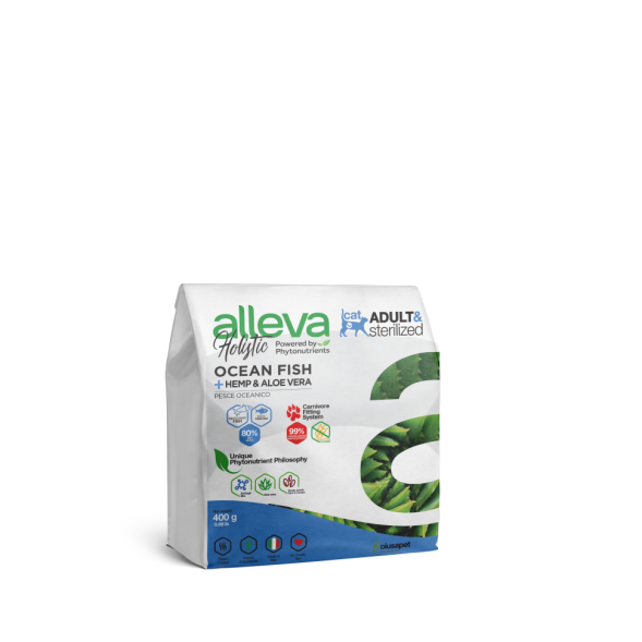 Alleva Holistic Cat Adult Ocean Fish сухой корм для взрослых кошек с океанической рыбой, коноплей и алое вера - 400 г