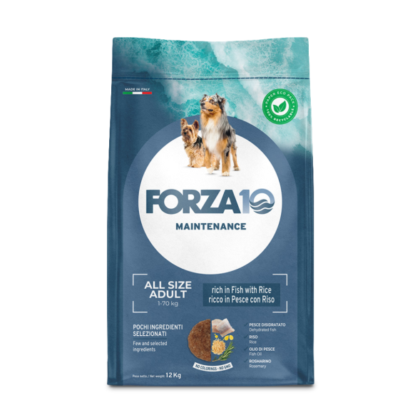 Forza10 Maintenance Pesce E Riso 25/13 сухой корм для взрослых собак всех пород, с морской рыбой и рисом - 12,5 кг