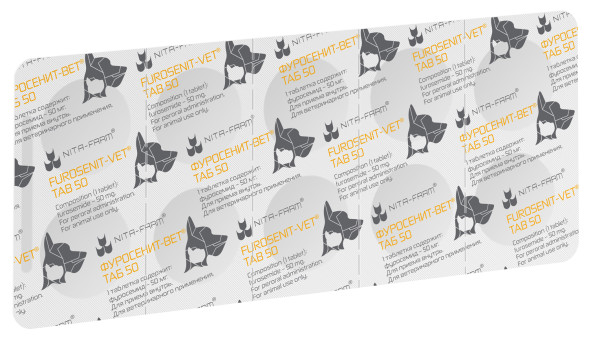 Фуросенит-вет Таб 50 мг диуретическое средство для кошек и собак - 20 таблеток
