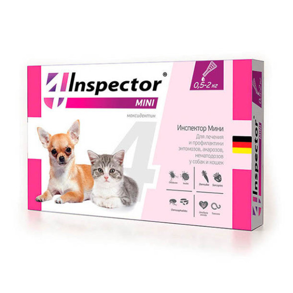 Inspector Mini капли для собак и кошек с 3 недель от наружных и внутренних паразитов - 1 пипетка
