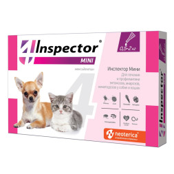 Inspector Mini капли для собак и кошек с 3 недель от наружных и внутренних паразитов - 3 пипетки