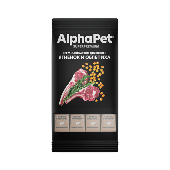 AlphaPet Superpremium крем-лакомство для кошек с ягненком и облепихой - 48 г