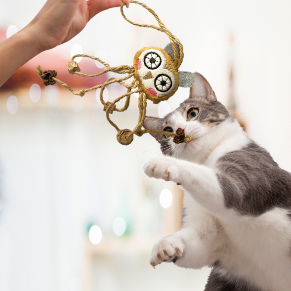 BONITAPET игрушка для кошек Сова на веревочке, 23,5x6,5 см