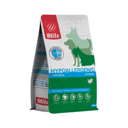 Blitz Hypoallergenic диетический полнорационный сухой корм для взрослых собак при пищевой аллергии - 500 г