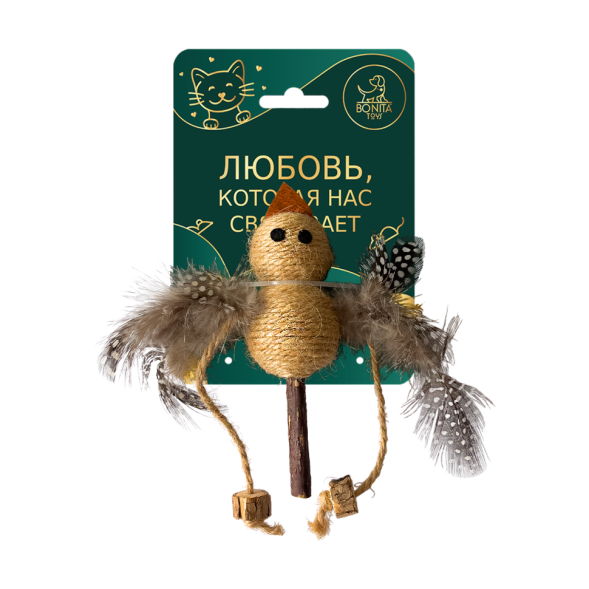 BONITAPET игрушка для кошек Птичка на палке, 18 см