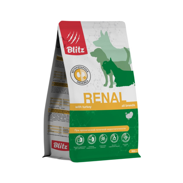 Blitz Renal диетический полнорационный сухой корм для взрослых собак при хронической почечной недостаточности - 500 г