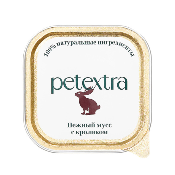 PETEXTRA влажный корм для взрослых кошек, нежный мусс с кроликом, в ламистерах - 100 г