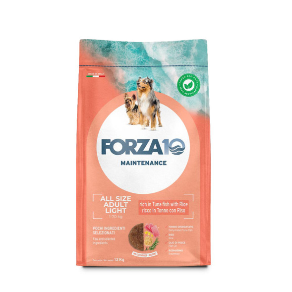 Forza10 Maintenance Adult All Size Light сухой корм для взрослых собак всех пород, склонных к полноте, с тунцом и рисом - 12 кг