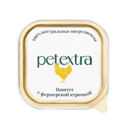 PETEXTRA влажный корм для взрослых кошек, паштет с фермерской курочкой, в ламистерах - 100 г
