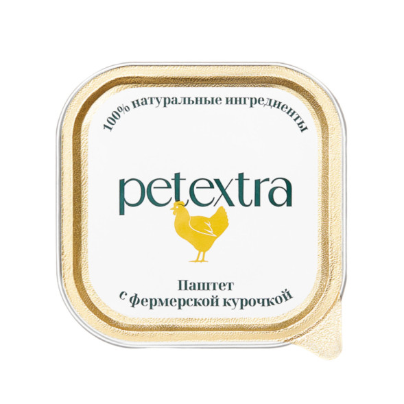 PETEXTRA влажный корм для взрослых кошек, паштет с фермерской курочкой, в ламистерах - 100 г