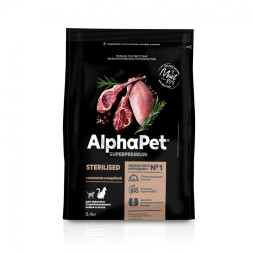 AlphaPet Superpremium сухой полнорационный корм для взрослых стерилизованных кошек и котов с ягненком и индейкой - 400 г
