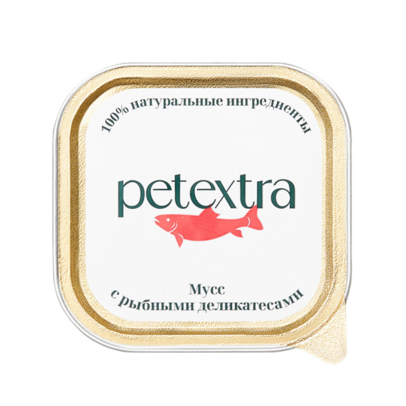 PETEXTRA влажный корм для взрослых кошек, мусс с рыбными деликатесами, в ламистерах - 100 г