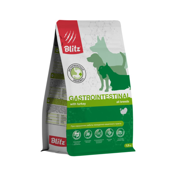 Blitz Gastrointestinal диетический полнорационный сухой корм для взрослых собак при нарушении работы ЖКТ - 1,5 кг