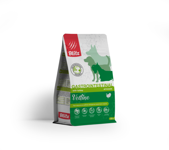 Blitz Vetline Gastrointestinal диетический полнорационный сухой корм для взрослых собак при нарушении работы ЖКТ - 1,5 кг