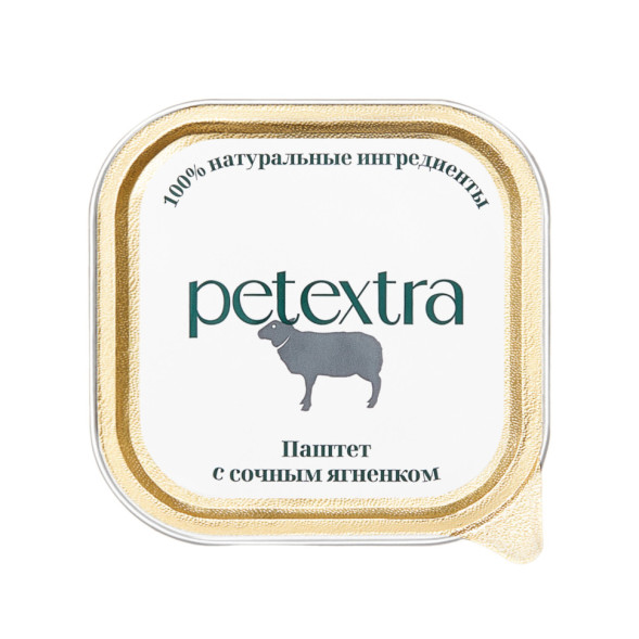 PETEXTRA влажный корм для взрослых кошек, паштет с сочным ягненком, в ламистерах - 100 г