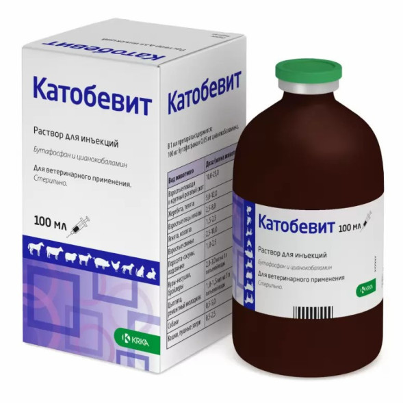 Катобевит препарат при нарушении обмена веществ у животных, раствор для инъекций - 100 мл
