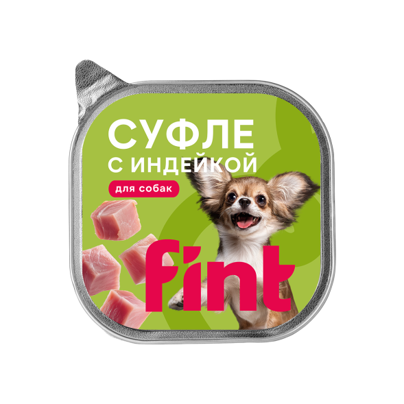 FINT влажный корм для взрослых собак мелких и средних пород, суфле с индейкой, ламистер, 100 г