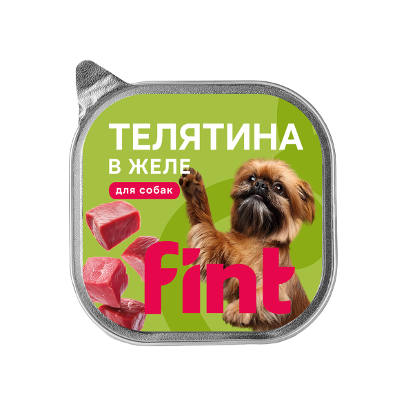 FINT влажный корм для взрослых собак мелких и средних пород с телятиной в желе, ламистер, 100 г