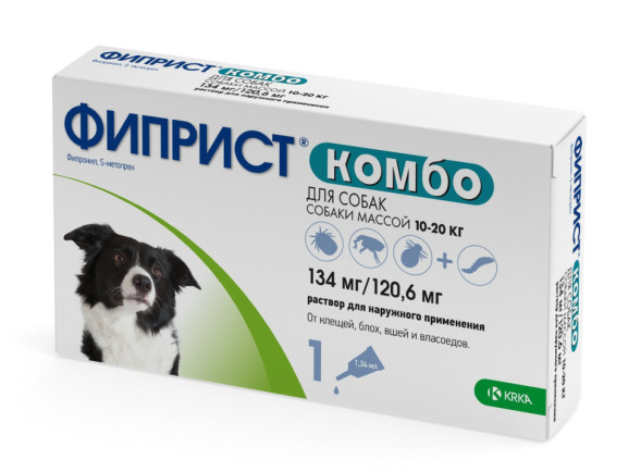 Фиприст Комбо капли для собак 10-20 кг от блох, вшей, клещей и власоедов - 1 пипетка