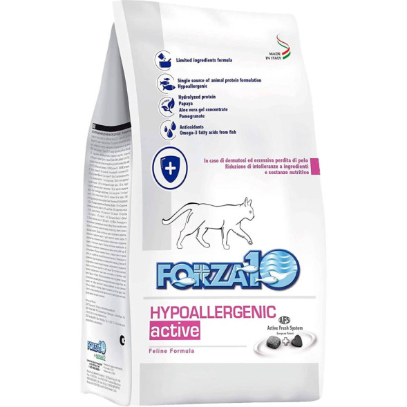 Forza10 Cat Hypoallergenic Active сухой корм для взрослых кошек с проблемами пищевой непереносимости и аллергии с рыбой, 1,5 кг