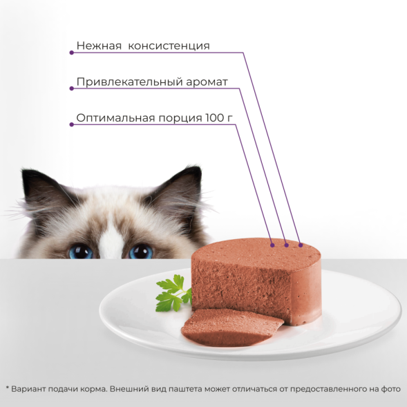 Yumster влажный корм для стерилизованных кошек паштет с телятиной и почками, в ламистерах - 100 г