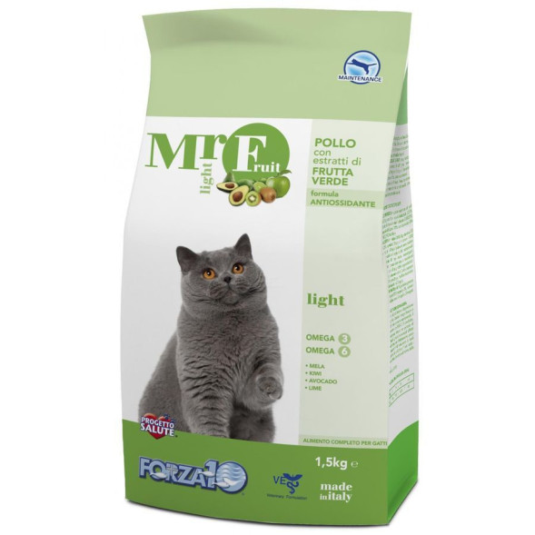 Forza10 Mr Fruit Verde Light сухой корм для взрослых кошек с избыточным весом с курицей и зелеными фруктами - 1,5 кг