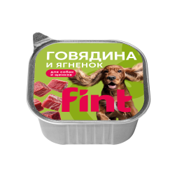 FINT влажный корм для взрослых собак и щенков всех пород с говядиной и ягненком, ламистер, 300 г