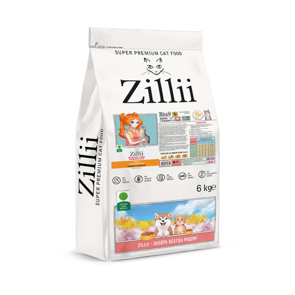 Zillii Healthy Care Light Профилактика сухой гипоаллергенный корм для взрослых кошек при лишнем весе с индейкой и ягненком - 6 кг