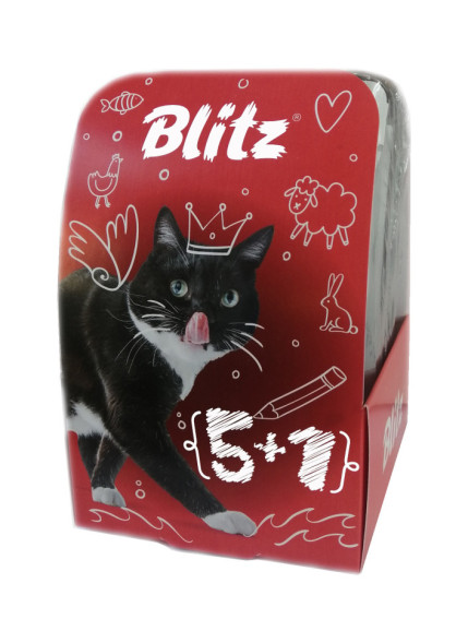 Blitz Classic набор паучей для взрослых кошек с ассорти вкусов из курицы, кусочки в соусе и желе - 85 г