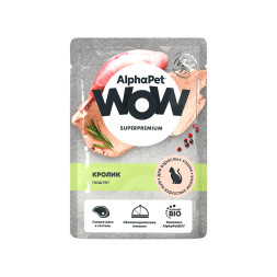 AlphaPet WOW Superpremium влажный корм для взрослых кошек, паштет с кроликом, в паучах - 85 г