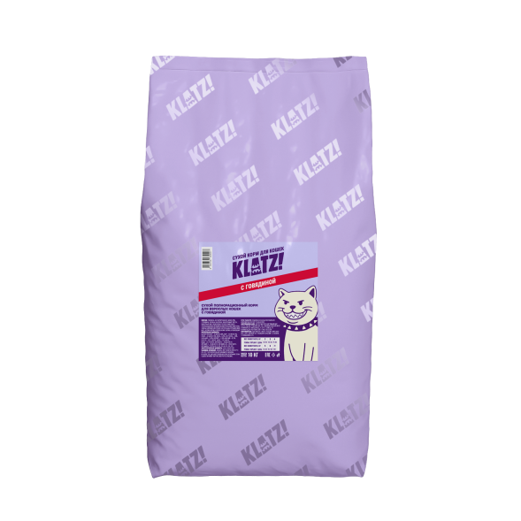 KLATZ! сухой полнорационный корм для взрослых кошек с говядиной - 10 кг