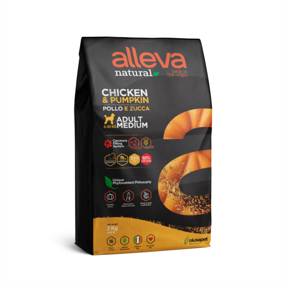 Alleva Natural Adult Chicken &amp; Pumpkin Medium сухой корм для взрослых собак средних пород с курицей и тыквой 2 кг
