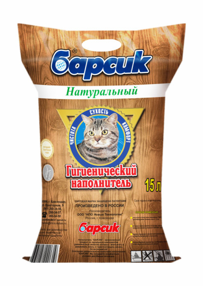 Барсик Натуральный наполнитель впитывающий древесный - 15 л
