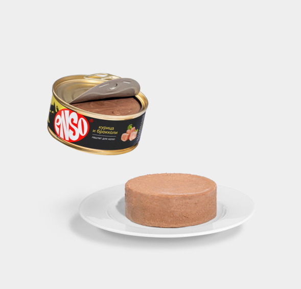 ENSO влажный корм для котят, паштет с курицей и брокколи, в консервах - 100 г