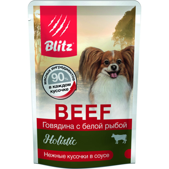 Blitz Holistic паучи для собак мелких пород, с говядиной и белой рыбой - 85 г