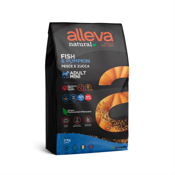Alleva Natural Adult Fish &amp; Pumpkin Mini сухой корм для взрослых собак с рыбой и тыквой - 2 кг
