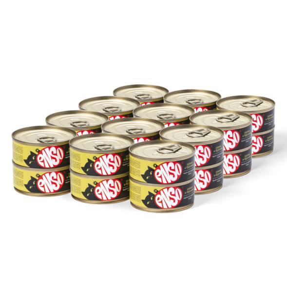 ENSO влажный корм для взрослых кошек, паштет с курицей и брусникой, в консервах - 100 г