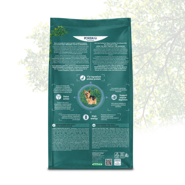 Forza10 Maintenance Mini Adult сухой корм для взрослых собак мелких пород с олениной и картофелем - 2 кг