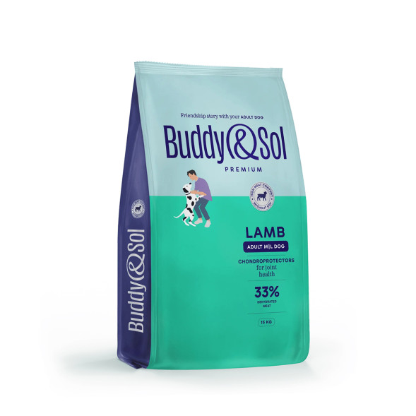 Buddy&amp;Sol Premium Adult M/L Dog сухой корм для взрослых собак средних и крупных пород с ягнёнком - 15 кг