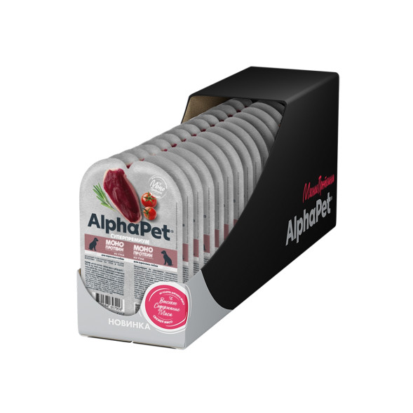 AlphaPet Superpremium Monoprotein влажный корм для взрослых собак всех пород с уткой в соусе, в ламистерах - 100 г