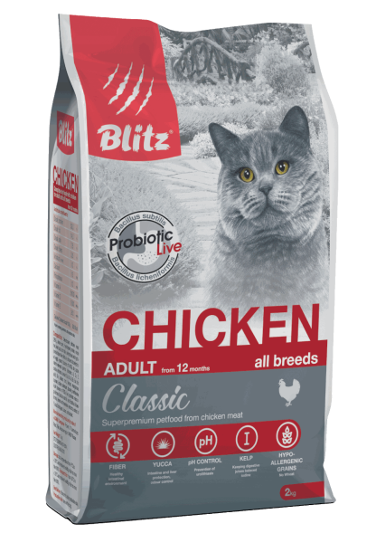 Blitz Classic Adult Cats Chicken сухой корм для взрослых кошек, с курицей - 2 кг