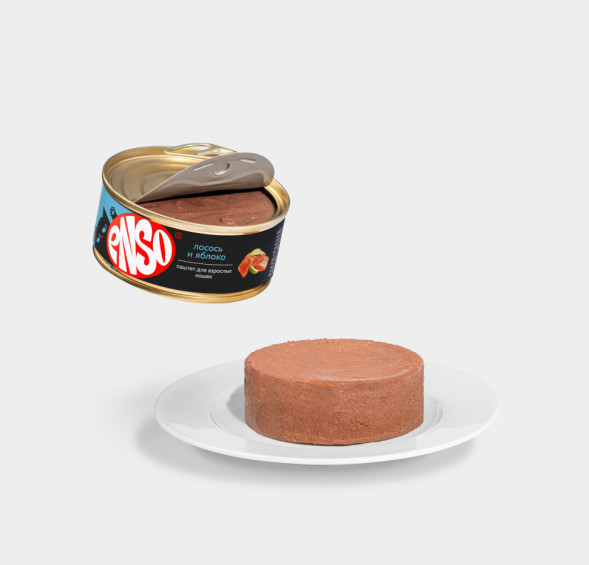 ENSO влажный корм для взрослых кошек, паштет с лососем и яблоком, в консервах - 100 г