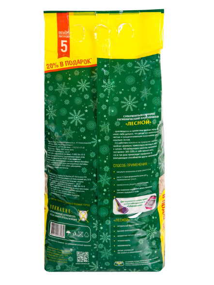 Сибирская Кошка Лесной впитывающий древесный наполнитель для кошачьего туалета - 5 л