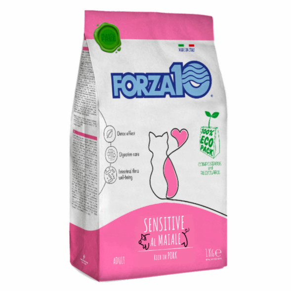 Forza10 Maintenance Sensitive Maiale сухой корм для взрослых кошек с чувствительным пищеварением со свининой - 1 кг