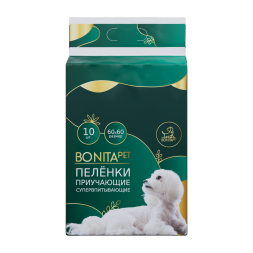 BONITAPET пеленки для животных приучающие супервпитывающие, 60x60 см - 10 шт