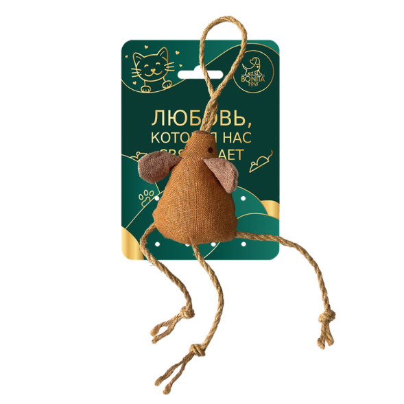 BONITAPET игрушка для кошек Мышка на веревочке, 61 см