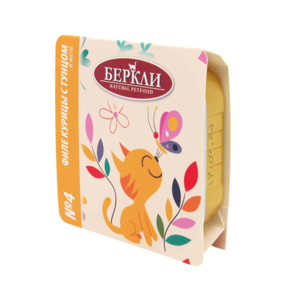 Беркли № 4 влажный корм для кошек всех возрастов, филе курицы с тунцом, в желе - 100 г