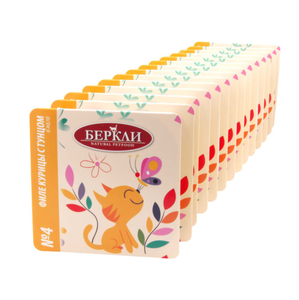 Беркли № 4 влажный корм для кошек всех возрастов, филе курицы с тунцом, в желе - 100 г