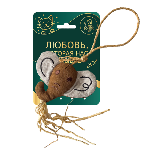 BONITAPET игрушка для кошек Слоник на веревочке, 11х31 см
