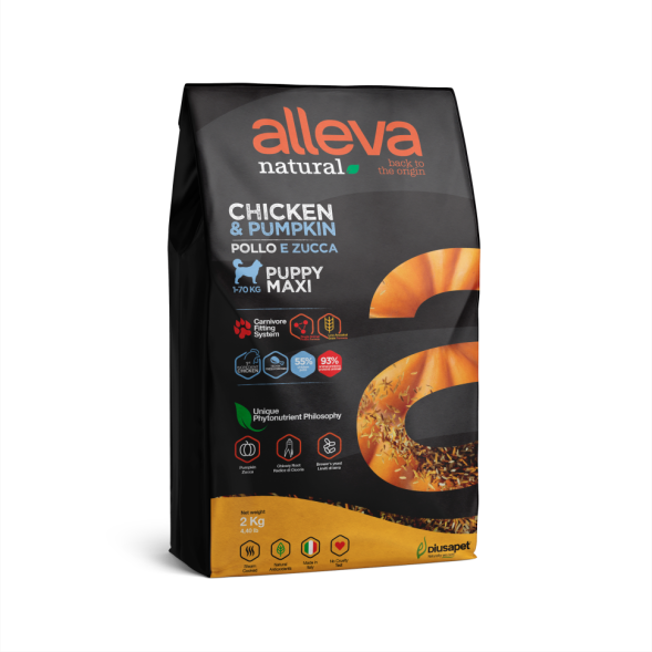 Alleva Natural Puppy Chicken &amp; Pumpkin Maxi сухой корм для щенков с курицей и тыквой - 2 кг
